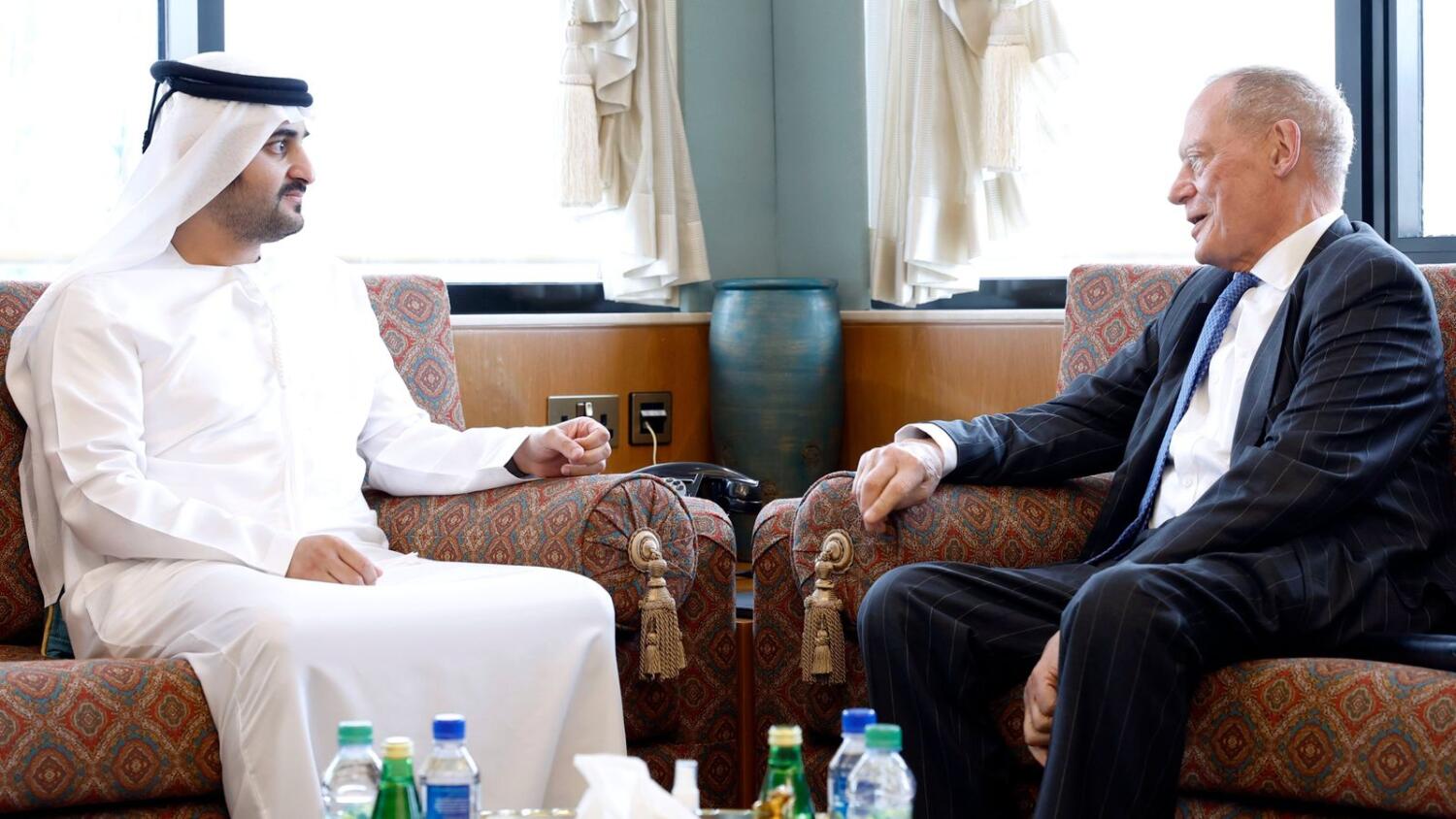 Sheikh Maktoum bin Mohammed bin Rashid Al Maktoum and Lord Gerald Edgar Grimstone, UK’s Minister for Investment. — Supplied photo